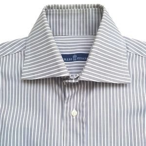 Eredi Pisano Men's Cotton Stripes Long Sleeves Dress Shirt